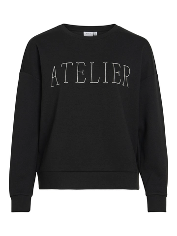 Vila - Trui met ronde hals - Zwart - Visiffi Atelier O-Neck L/S Top - 14103224