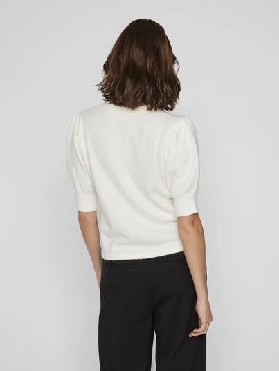 Vila - Viril 2/4 Sleeve O-Neck Knit - Trui met ronde hals - Wit - 14105306