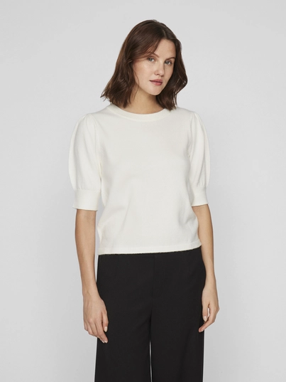 Vila - Viril 2/4 Sleeve O-Neck Knit - Trui met ronde hals - Wit - 14105306