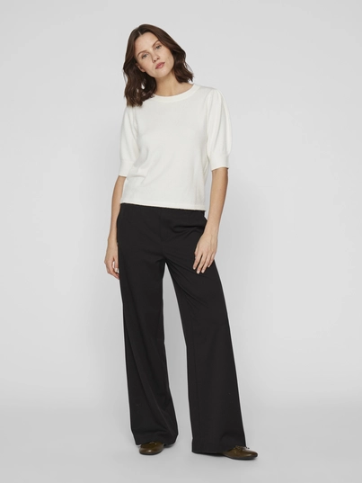 Vila - Viril 2/4 Sleeve O-Neck Knit - Trui met ronde hals - Wit - 14105306