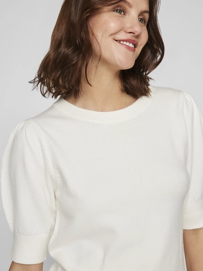 Vila - Viril 2/4 Sleeve O-Neck Knit - Trui met ronde hals - Wit - 14105306