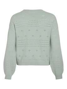 Vila - Viril L/S O-Neck Pointelle - Trui met ronde hals - Middengroen - 14101222