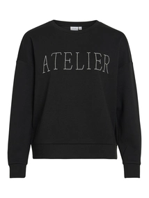 Vila - Visiffi Atelier O-Neck L/S Top - Trui met ronde hals - Zwart - 14103224