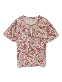 Vmbali s/s v-neck top wvn btq
