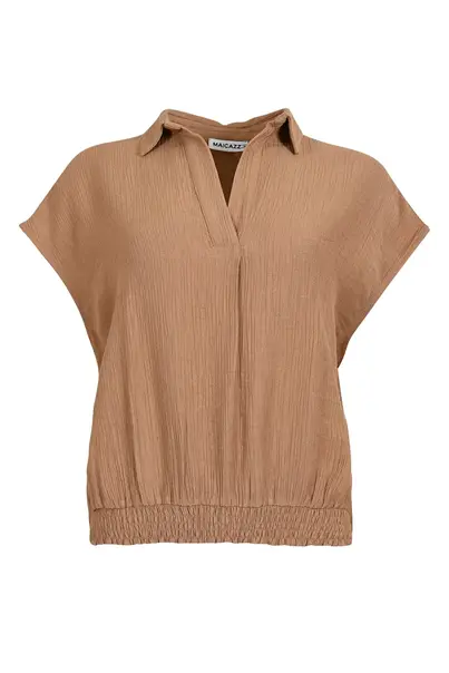 Zizo & Maicazz - Blouse korte mouw - Beige - Nieke - top - Su25.60.029