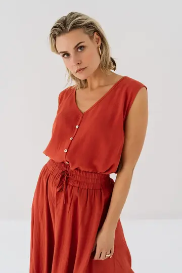 Zizo/Maicazz - Blouse korte mouw - Rood - NELVANIE - Blouse - Su25.20.008