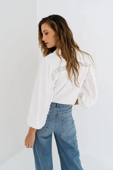 Zizo Maicazz - Blouse lange mouw - Ecru - NIRZA - Blouse