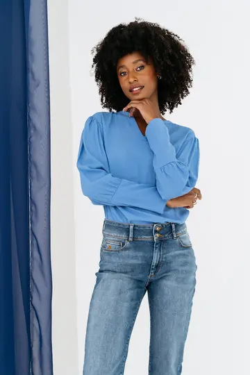Zizo Maicazz - Blouse lange mouw - Lichtblauw - Marleen Blouse