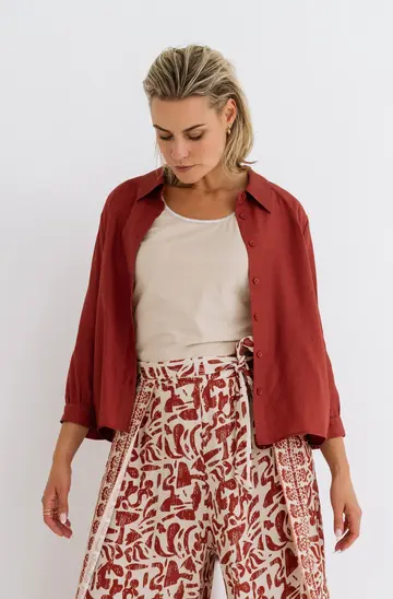 Zizo/Maicazz - Blouse lange mouw - Rood - NIOLI - Blouse - Su25.20.311