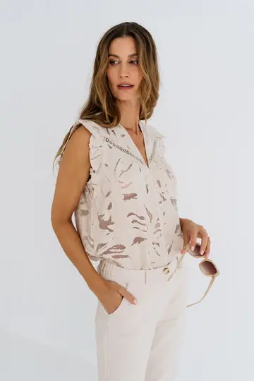 Zizo & Maicazz - Blouse mouwloos - Beige - Nardie b - top - Su25.60.021