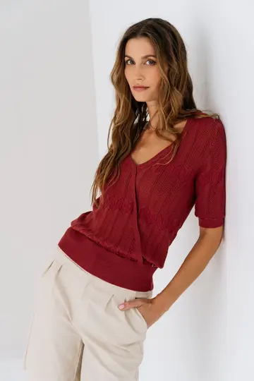 Zizo/Maicazz - T-shirt lange mouw - Rood - NALINE - Top - Su25.65.405